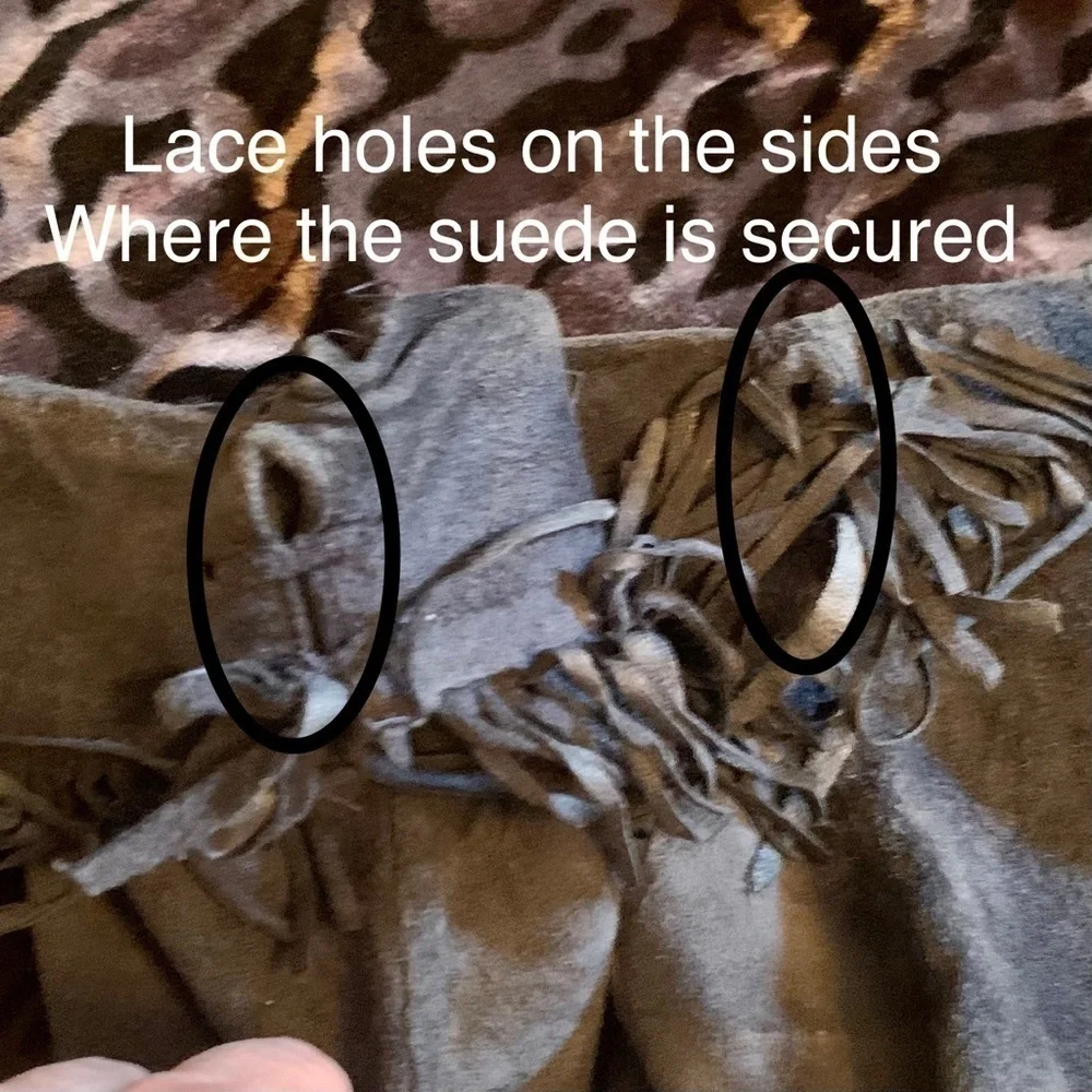 🧤 🕶 Extremely Cool Women’s Blue Suede Gloves with Fringe, Pre-owned 👖👢